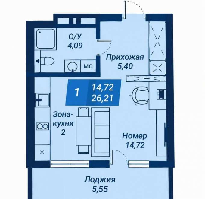 1-ком. квартира, 26 м², ул.Светлановская - 46/1 1-ком. квартира, 26 м², ул.Светлановская - 46/1 22597152.jpeg